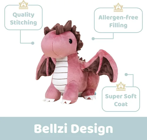 Miniatura 3 de Bellzi Dragón de fuego – Lindo juguete de peluche de 11.5 pulgadas – Adorable juguete de dragón suave y regalos – Regalo perfecto para niños, bebés