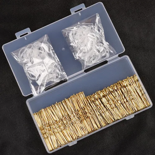 Miniatura 12 de 200 horquillas para el cabello en forma de U con caja de almacenamiento (2.36 pulgadas, 2 pulgadas), horquillas para moños para mujeres, niños