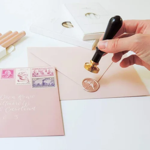Miniatura 5 de UNIQOOO - Barras de cera flexibles para pistola de pegamento – Rosa champán metálica, ideal para sello de cera, invitación de boda, sobre