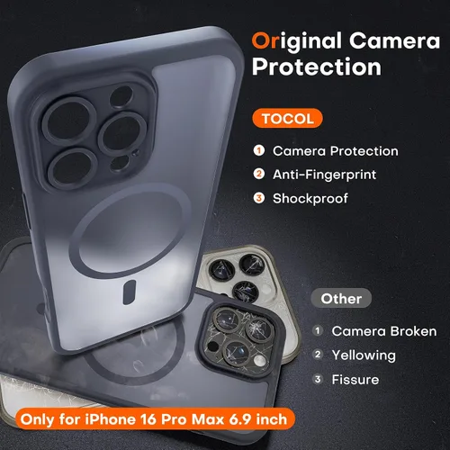 Miniatura 62 de TOCOL Funda para iPhone 11, compatible con Magsafe, protección completa de cámara, imanes integrados, protección contra caídas, funda translúcida