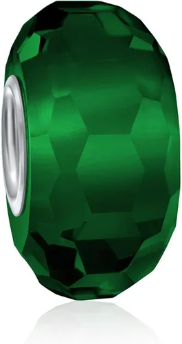 Abalorio de cristal facetado de Murano de color sólido translúcido para mujeres, para adolescentes, núcleo de plata de ley 925, más colores, Vidrio