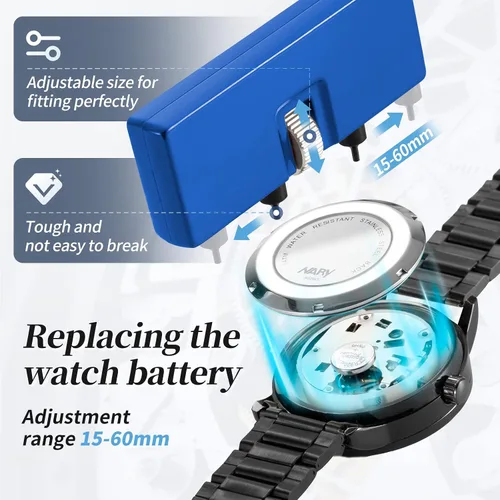 Miniatura 4 de Eventronic Kit de herramientas de repuesto de batería de reloj, herramienta de extracción de espalda de reloj, herramienta de abridor de caja