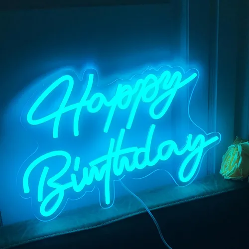 Miniatura 23 de Letrero de neón de feliz cumpleaños, reutilizable, luz LED de neón rosa, decoración de fiesta de cumpleaños, funciona con USB, decorativo para telón