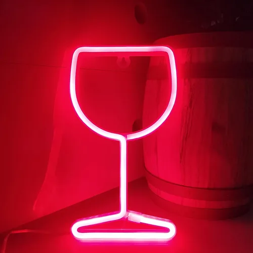 Miniatura 7 de JYWJ Letrero de neón de copa de vino, USB o 3 pilas AA, decoración de mesa LED, decoración de pared de dormitorio, regalo de cumpleaños, suministros