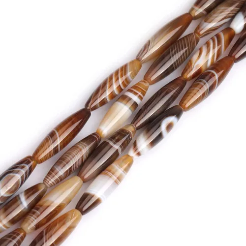 Miniatura 17 de GEM-Inside Stripe Botswana ágata cuentas sueltas naturales de 0.394 x 0.551 in Bronw Olivary Crystal Energy Stone Power para hacer joyas de 15