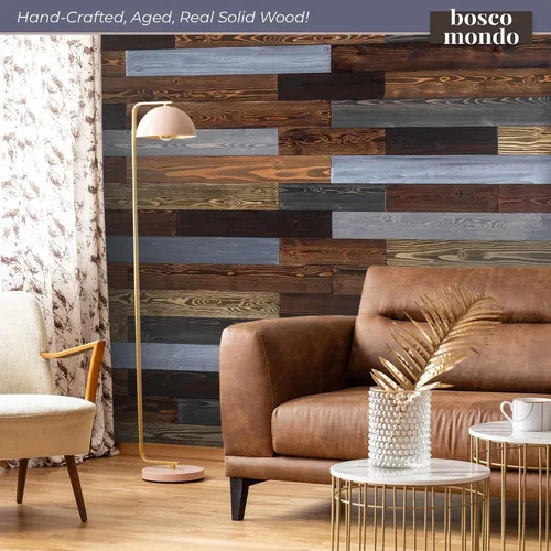 Miniatura 5 de BoscoMondo Tablones de pared de madera de granero de 5.5 pulgadas de ancho, paneles de madera maciza rústica, decoración de pared decorativa