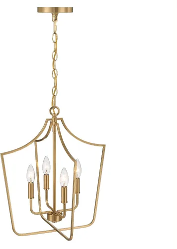 Miniatura 8 de Creative Co-Op Constance - Lámpara de techo estilo candelabro de metal cónico con 4 luces, color dorado cepillado