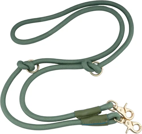 Correa de perro manos libres de 7 pies, correa de cintura de cuerda de nailon para perros caminar correr Verde salvia