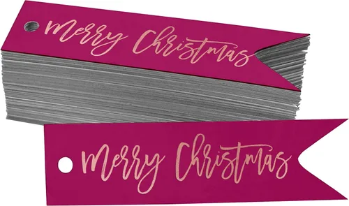Miniatura 27 de Etiquetas de papel colgantes con texto en inglés "Merry Christmas", 50 unidades Blanco