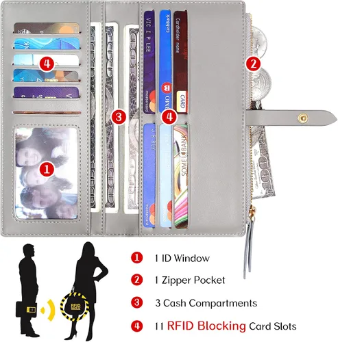 Miniatura 19 de Billeteras delgadas para mujer, tarjetero RFID plegable con bolsillo con cremallera, Mandala azul, Delgado