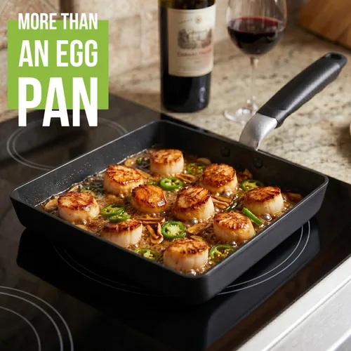 Miniatura 6 de TECHEF - Molde para tortilla de huevo japonés, Tamagoyaki, sartén antiadherente, libre de PFOA, apto para lavavajillas, listo para inducción, Negro