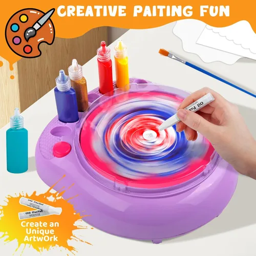 Miniatura 4 de Kit de Máquina de Arte de Pintura Giratoria para Niños, Conjuntos de Kits de Juguetes Giratorios de Pintura de Artes y Manualidades para Niños