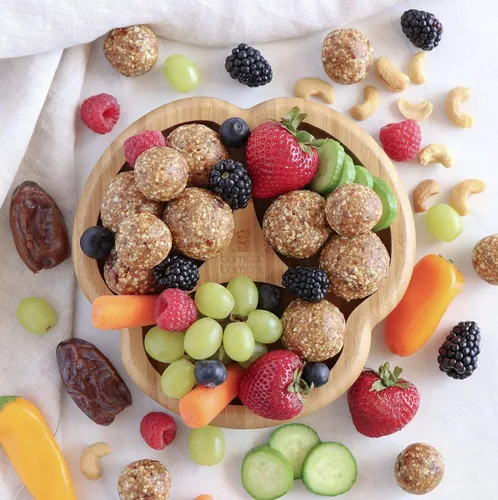 Miniatura 3 de bamboo bamboo Plato para bebés y niños pequeños para alimentación y destete, divisor de bambú con ventosa segura para bebés a partir de 6 meses Azul