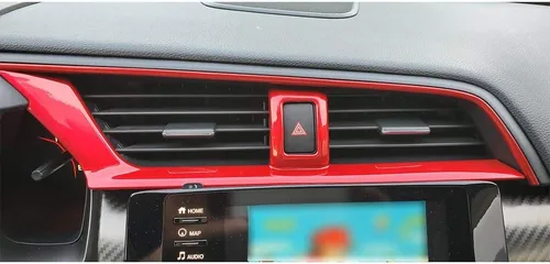 Miniatura 4 de BOYUER 3 unids ABS Control Central Salida de Aire Salida Decoración Cubierta Trim Adhesivo Para Honda Civic 2016 2017 2018 2019 2020 (Rojo)