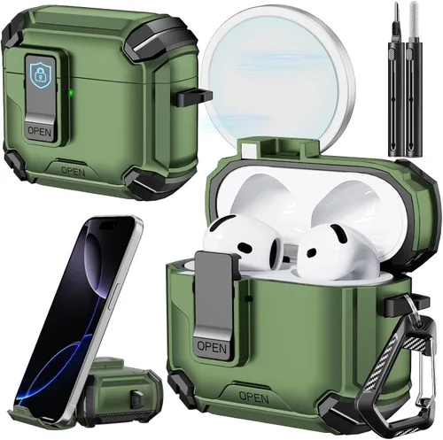 Miniatura 34 de Inesore for AirPods Pro 3 Case (2025) with Phone Stand Design, Compatible with MagSafe, Auto-Locking Case Cover for Air Pods Pro 3rd with Cleaning