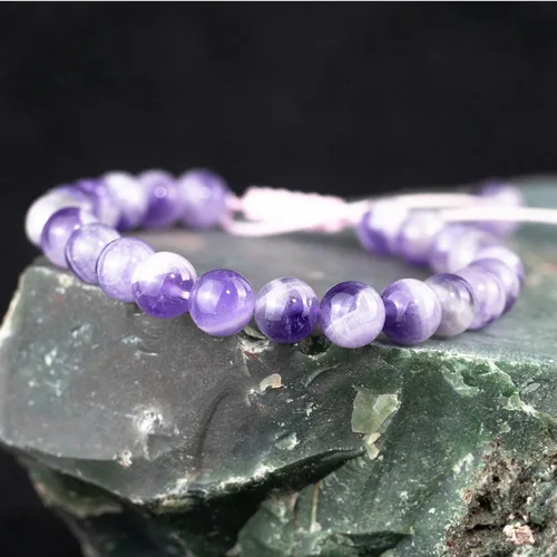 Miniatura 4 de DAZCOLO Pulsera de gemas hecha a mano con piedras preciosas de macramé ajustable de 0.315 in, cuentas redondas, cristales de cuarzo