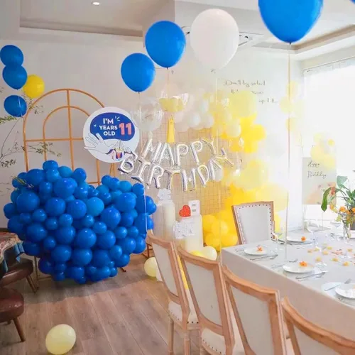 Miniatura 3 de Globos azules y amarillos, globos de confeti azul y amarillo para decoración de fiestas, 12 pulgadas, paquete de 50
