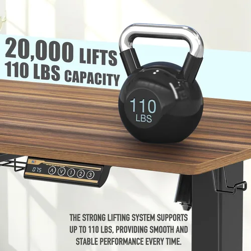 Miniatura 6 de SHW Escritorio de pie eléctrico de altura ajustable de 40 pulgadas con cajón, preajuste de memoria y bandeja de gestión de cables, nogal