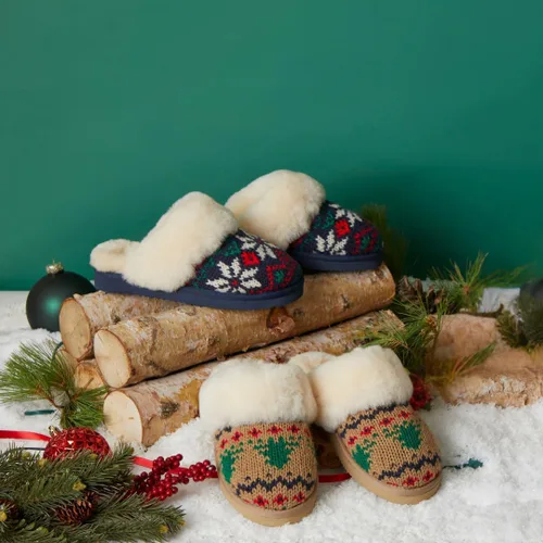 Miniatura 28 de Dearfoams Fireside Sydney Pantuflas anchas de piel de oveja para mujer, para interiores y exteriores