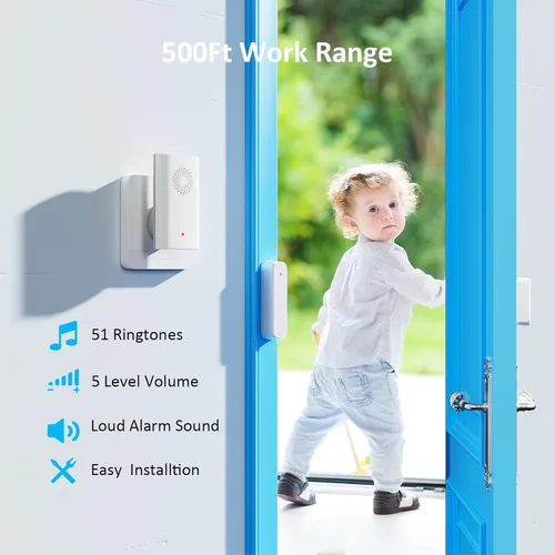Miniatura 2 de Timbre de puerta inalámbrico para entrada de negocios, alarma de apertura de puerta para seguridad en el hogar de niños y niños pequeños