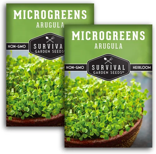 2 paquetes de microgreens de rúcula para brotar y cultivar – Semilla para brotar microvegetales de hoja verde en interiores – Cultiva tu propio mini