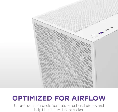 Miniatura 5 de NZXT H5 Flow Estuche compacto ATX para juegos de PC, torre media, alto flujo de aire, panel frontal perforado, panel lateral de vidrio templado