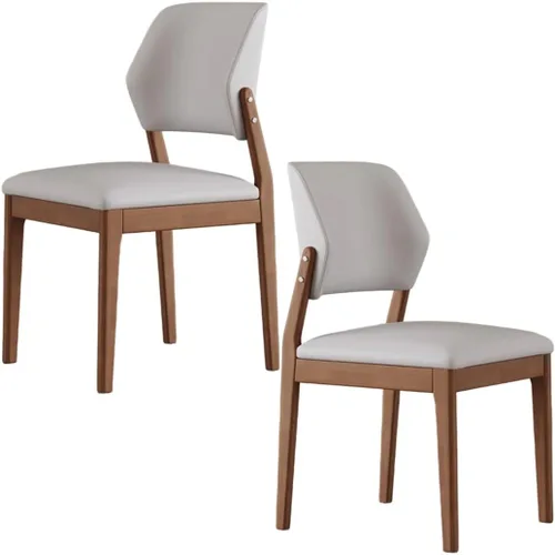 Miniatura 22 de YVYKFZD Wooden Dining Chairs Set, Leather Dining Room Chair, Upholstered Kitchen Chairs with Curved Backrest, Armless Living Room Chair, for Bedroom