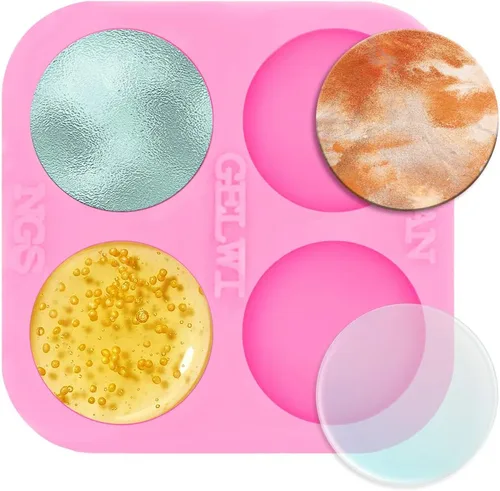 Molde de silicona súper brillante de 0.75 pulgadas, mini molde de resina redonda, molde de resina epoxi de tamaño pequeño de 4 cavidades para
