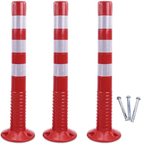 Miniatura 8 de 3 bolardos de estacionamiento de tipo fijo, postes flexibles de PVC para delineador de tráfico con pernos de expansión, postes de seguridad de cinta