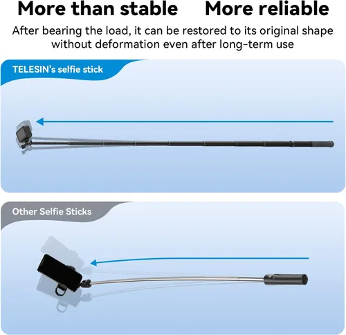 Miniatura 3 de TELESIN G3 Extensión Selfie Stick Pole (118"/3M 100% fibra de carbono), monopié de luz invisible para DJI Osmo Nano 360 Action 6 5 Pro 4 Pocket 3 4