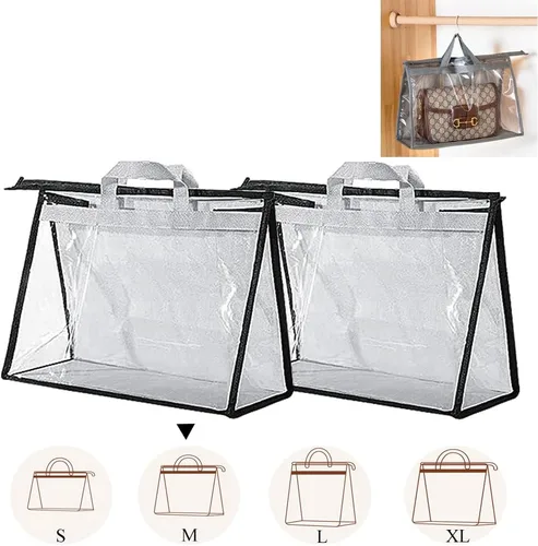 Miniatura 12 de fazhongfa 2 bolsas para el polvo para bolsas, organizador de almacenamiento de bolsos transparentes, no tejidas, bolsa colgante con cremallera y asa