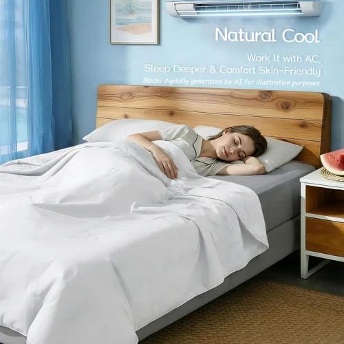 Miniatura 2 de Edredón refrescante individual con relleno Tencel™ para personas que duermen con calor y sudores nocturnos, ligero, transpirable, manta fría