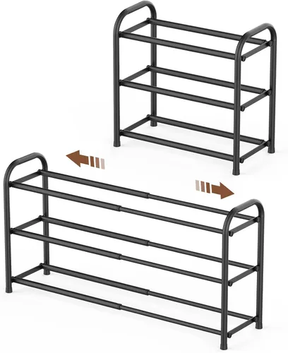Miniatura 15 de Gonfoam Zapatero expandible de 2 niveles, estante ajustable para zapatos, organizador de almacenamiento de metal resistente, zapatero de pie