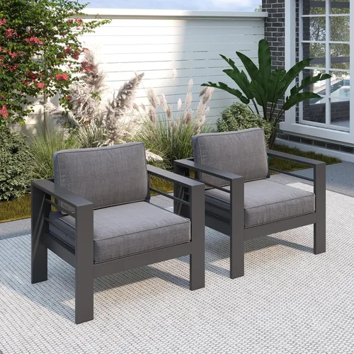 Miniatura 22 de Solaste Aluminum Patio Sofa with Coffee Table,3 PCS Patio Furniture Set with Cushions, All-Weather Outdoor Sofa for Balcony, Deck, Backyard, Porch