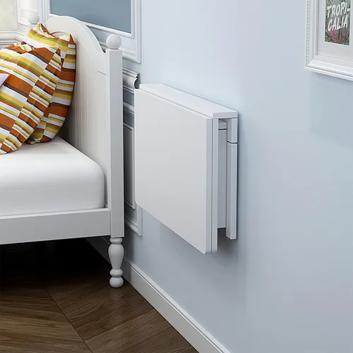 MM MELISEN Mesa plegable montada en la pared, de madera blanca de 37.4 x 21.6 pulgadas, ahorro de espacio, para lavandería, cocina, dormitorio. Se
