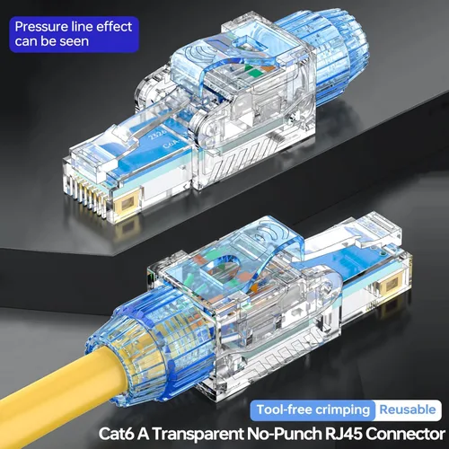 Miniatura 4 de EZ-Click - Conectores Cat7 RJ45 reutilizables sin herramientas, paquete de 6 conectores Ethernet de 10 Gigabit/s, no necesita engarce, para cable