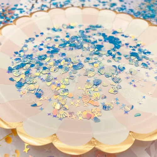 Miniatura 7 de 2000 piezas de confeti de mesa de PVC con purpurina de conchas de sirena para bodas, cumpleaños, despedidas de soltera, decoraciones de fiesta