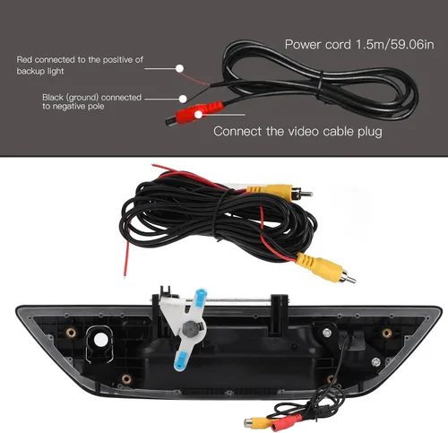 Miniatura 2 de Cámara de respaldo inversa, IP67 170° ángulo de visión nocturna cámara de respaldo del coche para 2015‑19 Pickup