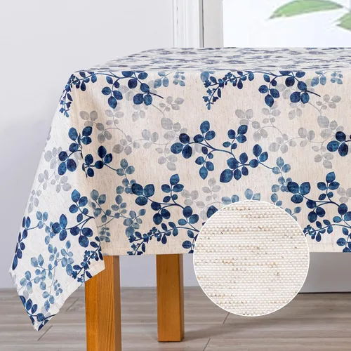 Miniatura 19 de MYSKY HOME - Mantel para mesa rectangular, impermeable, manteles de algodón suave para interior/exterior, mantel sin arrugas para mesa rectangular