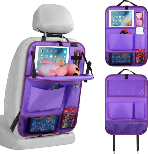 Miniatura 12 de LUCMO Organizador de asiento trasero de coche con soporte para tableta - 2 piezas, organizador de almacenamiento de coche con 6 bolsillos