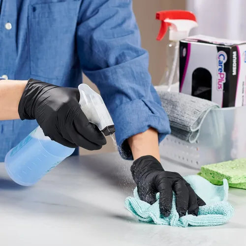 Miniatura 8 de CARE PLUS Guantes de nitrilo para uso médico, sin polvo ni látex, negro/azul, S, M, L, XL - 100, 200, 1000