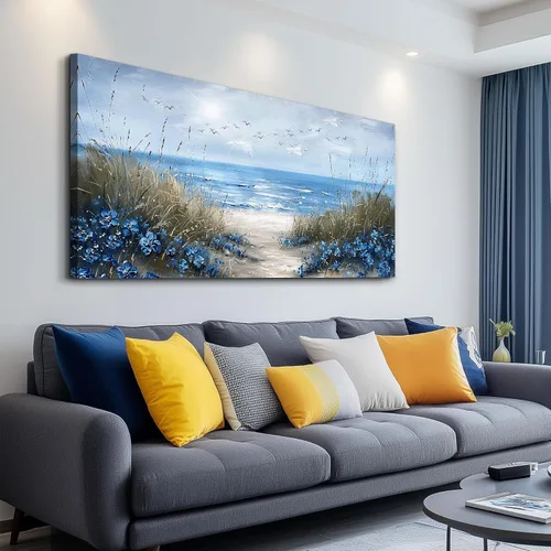 Miniatura 3 de KELIYUAN Arte de pared para sala de estar, lienzo decorativo de pared para dormitorio, oficina, decoración de pared de océano azul, imágenes de olas