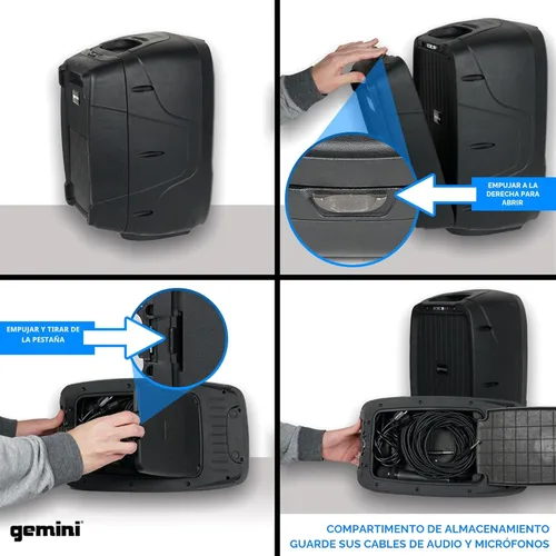 Miniatura 3 de Gemini ES-210MXBLU con bluetooth, sistema PA portable con mezclador de alimentación desmontable.