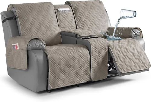 Miniatura 32 de TAOCOCO Fundas de sofá reclinable 100% impermeables con consola, fundas de sofá para sofá reclinable de 3 asientos con diseño de correas, funda