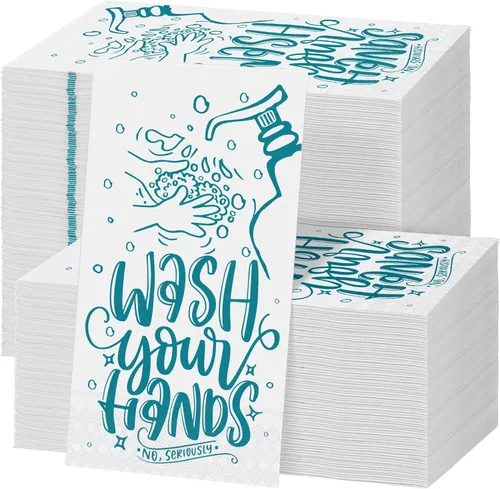 Ruisita Paquete de 150 servilletas de baño desechables para lavarse las manos, servilletas de papel con etiqueta de baño, servilletas de cena para