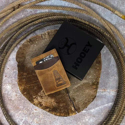 Miniatura 4 de HOOEY Clip de cuero para hombre, Logotipo de cerdo en relieve, marrón