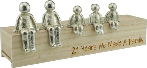 Miniatura 5 de Idea del 21 aniversario – 21 años que hicimos un adorno de metal familiar – Elige tu combinación familiar (1 niño)