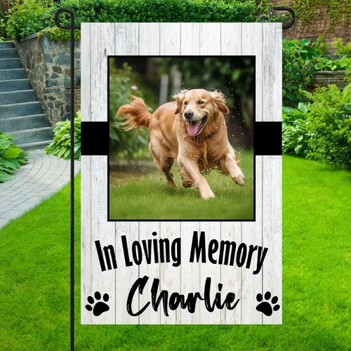 Miniatura 7 de Bandera conmemorativa personalizada para perros, banderas personalizadas con nombre de foto de mascota perdida, conmemoración para perros, Bandera