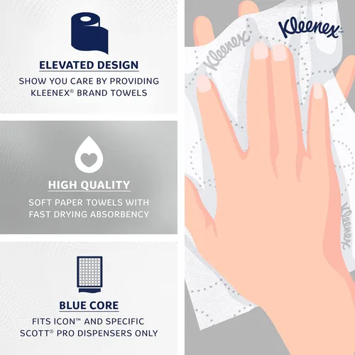 Miniatura 6 de Kleenex Toallas de Papel en Rollo Duro Profesionales, a Granel (54471), Enrollado Duro, Diseño Elevado, Bolsillos de Absorción Premium, Blanco