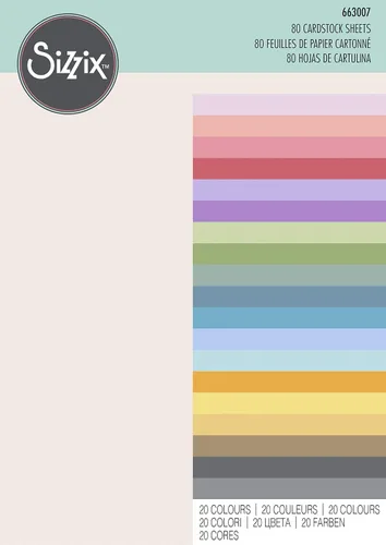 Miniatura 3 de Sizzix Surfacez - Cartulina, 8 1/4" x 11 3/4", 20 colores surtidos, 80 hojas, 663007